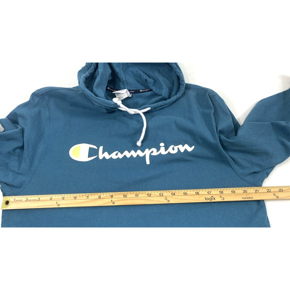 Champion Knit Hoodie Mens Large Blue Lightweight Kangaroo Pocket Pullover - Picture 6 of 12